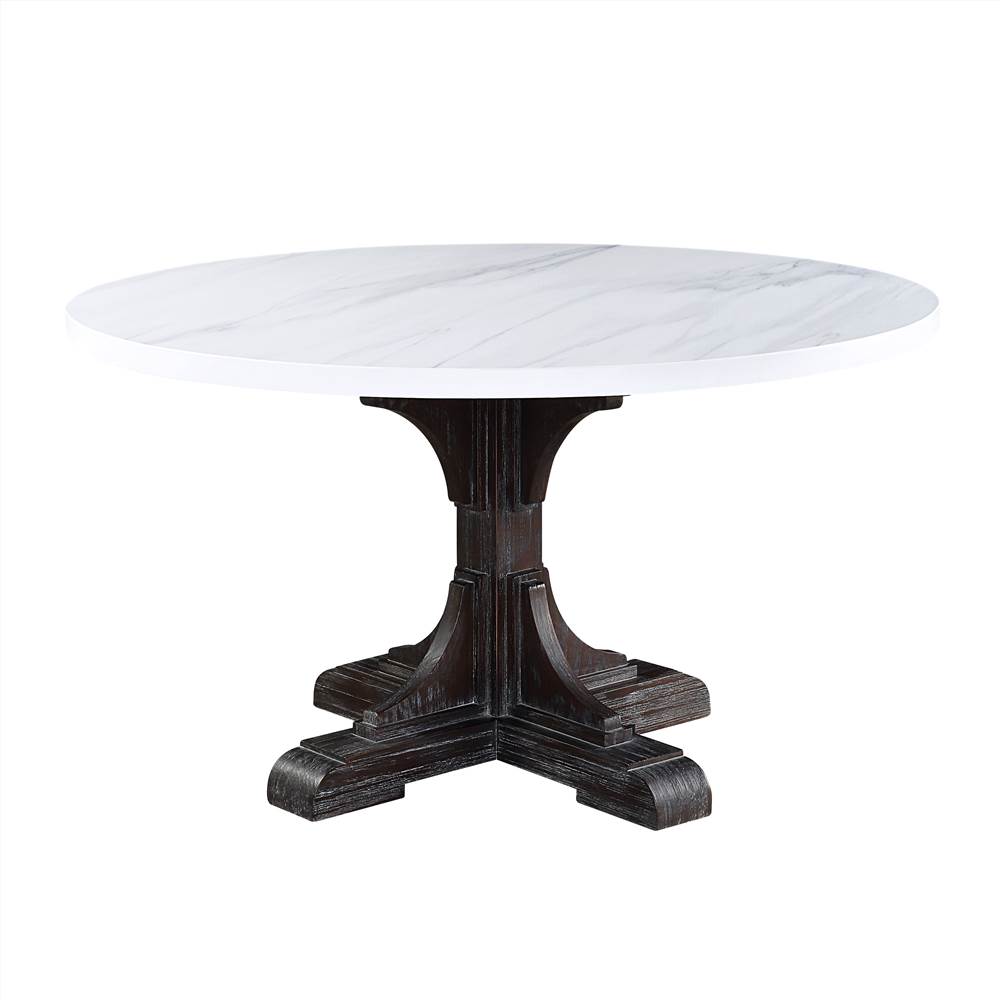 ACME Gerardo Round Dining Table with Artificial Marble Tabletop White Sale Coupon