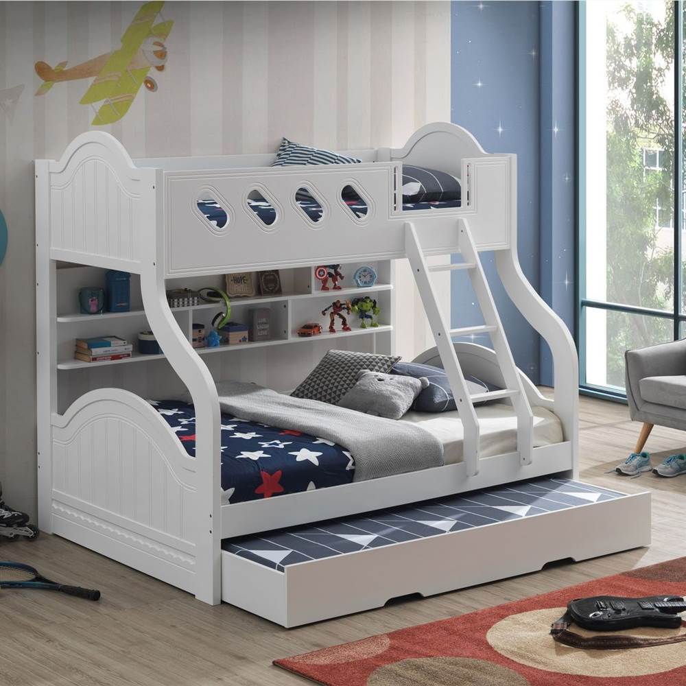 ACME Grover TwinOverFull Size Bunk Bed Frame with Shelves White Sale Coupon