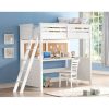 ACME Twin Size Wooden Loft Bed Frame with Desk White Sale Coupon