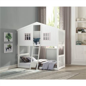 ACME Rohan TwinOverTwin Size HouseShaped Bunk Bed Frame White Sale Coupon