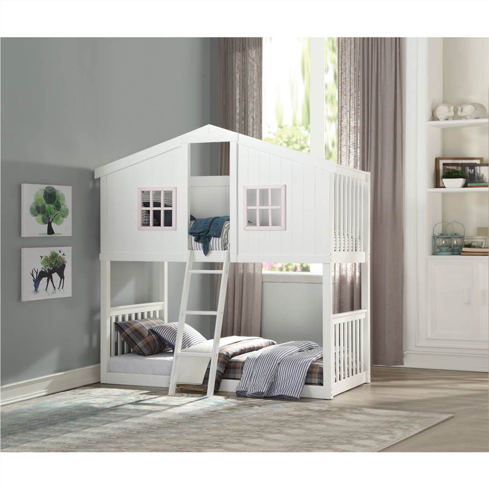 ACME Rohan TwinOverTwin Size HouseShaped Bunk Bed Frame White Sale Coupon