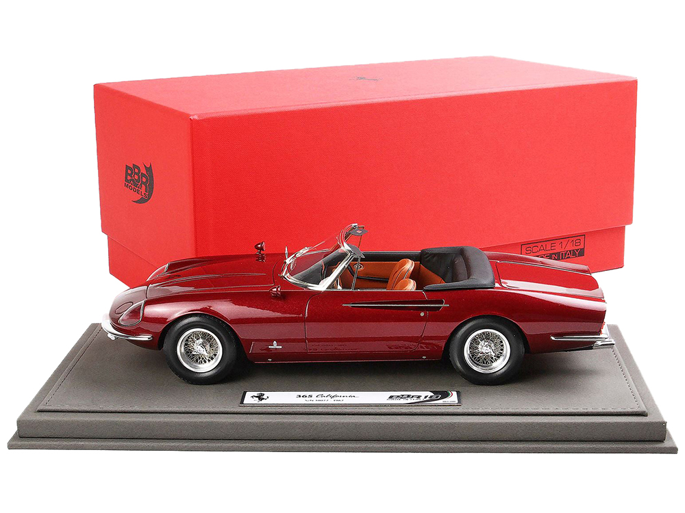 Diecastmodelswholesale 1966 Ferrari 365 California S/N 10077 Convertible Rosso Rubino Red Metallic with DISPLAY CASE Limited Edition to 200 pieces Worldwide 1/18 Model Car by BBR Sale Coupon