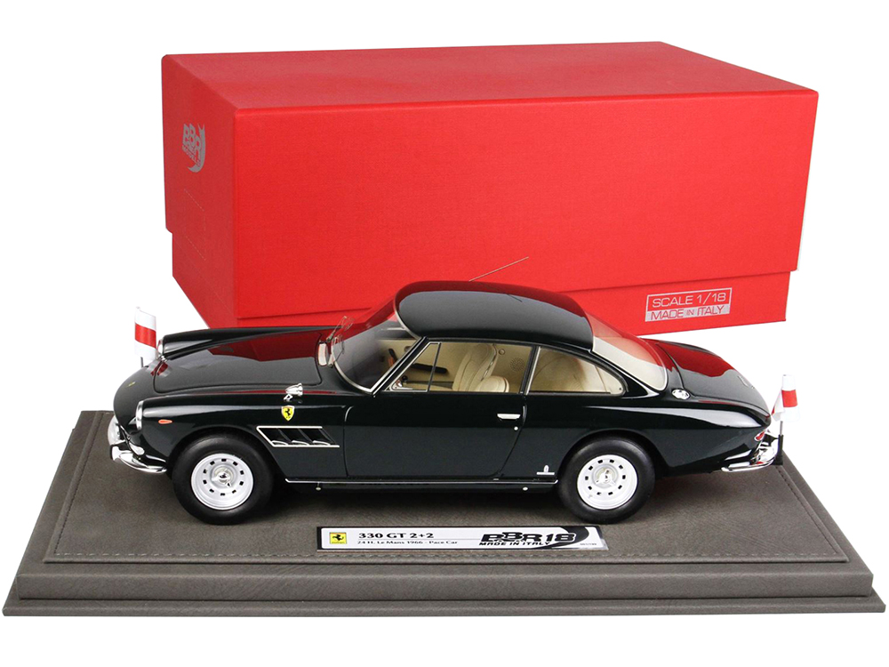 Diecastmodelswholesale Ferrari 330 GT 2+2 Series Pace Car Black 24 Hours of Le Mans (1966) with DISPLAY CASE Limited Edition to 199 pieces Worldwide 1/18 Model Car by BBR Sale Coupon