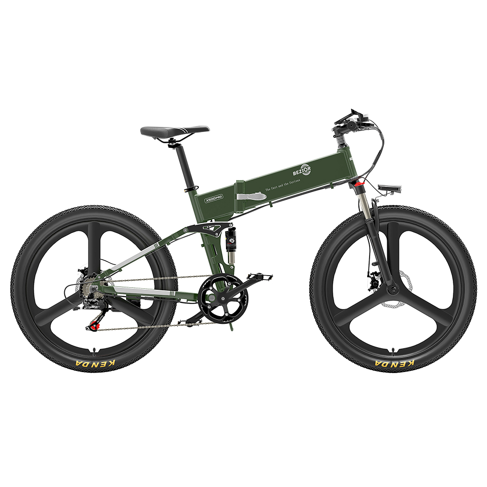 BEZIOR X500 PRO Electric Mountain Folding Bike 500W 30Kmh Black Green Sale Coupon