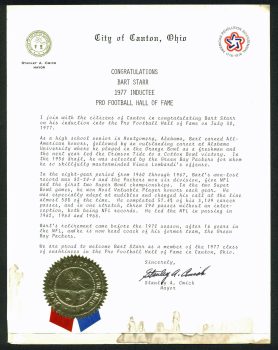 Packers Bart Starr 1977 Hall Of Fame Induction Letter From Canton Ohio Sale Coupon