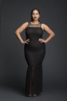 Curvegirl Black Lycra net Dress with Fish Hem Sale Coupon