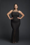 Curvegirl Black Lycra net Dress with Fish Hem Sale Coupon