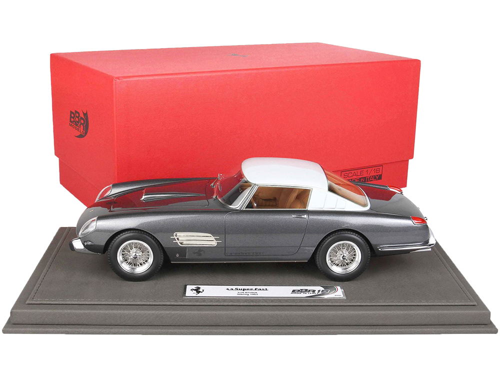 Diecastmodelswholesale Ferrari Superfast 4.9 S/N 0719SA Grigio Ferro Gray Metallic with White Top Sebring (1965) with DISPLAY CASE Limited Edition to 51 pieces Worldwide 1/18 Model Car by BBR Sale Coupon
