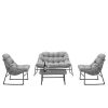 4 Pieces Outdoor Rattan Furniture Set Gray Sale Coupon