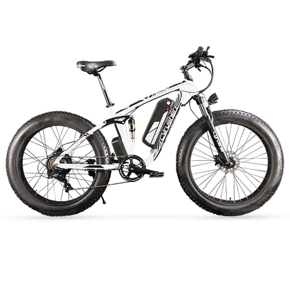 Cyrusher XF800 Electric Bike Full Suspension White Sale Coupon