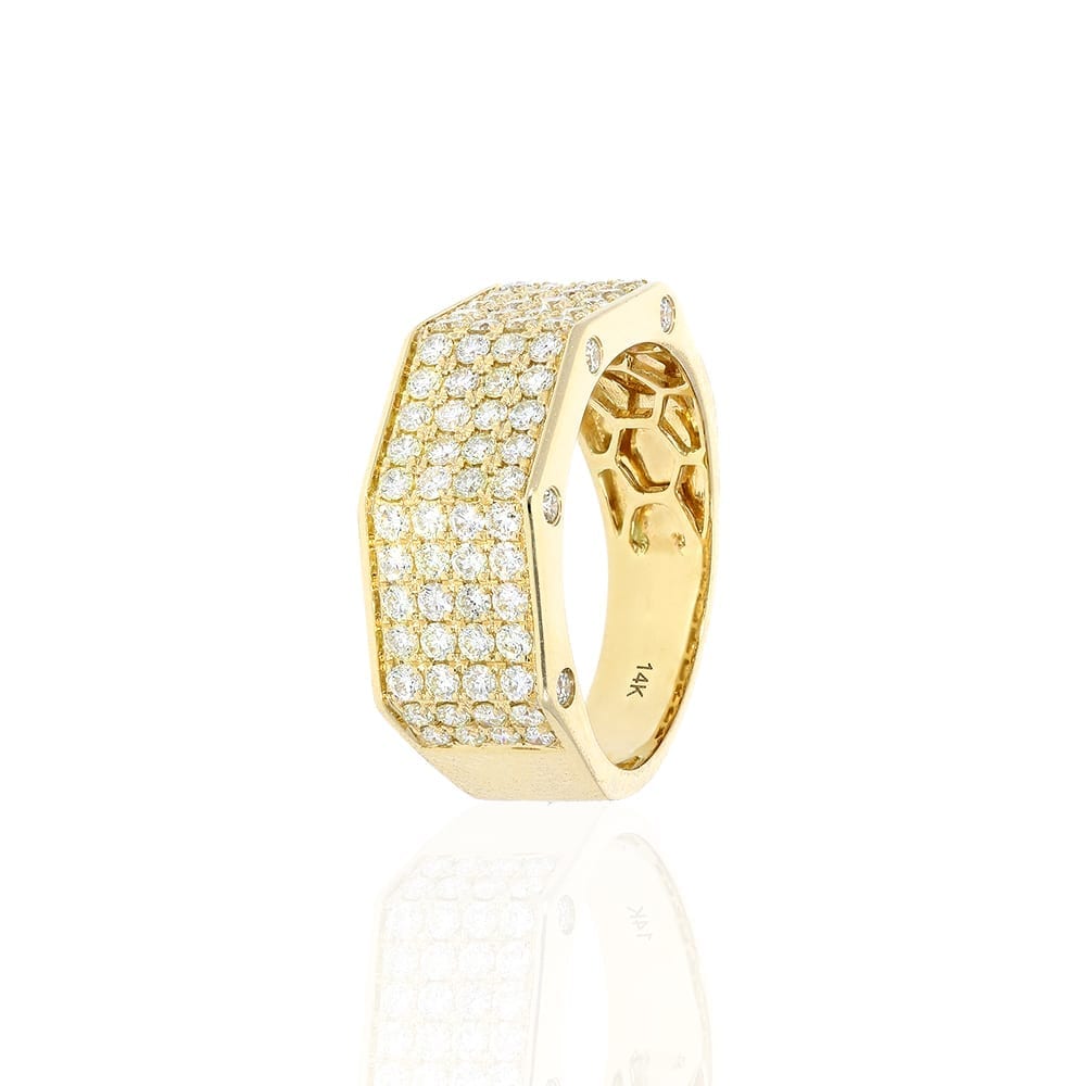 WJD Exclusives 2.26Ct Natural Diamond Pave 14k Yellow Gold Men’s Ring Sale Coupon