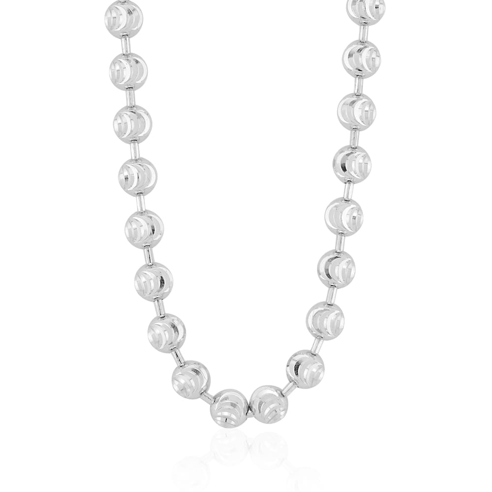 WJD Exclusives Solid 14k White Gold 5mm Moon Cut Ball Beaded Chain Necklace 20″-30″ – 28 Sale Coupon