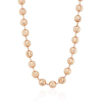 WJD Exclusives Solid 14k Rose Gold 5mm Moon Cut Ball Beaded Chain Necklace 30″ Sale Coupon