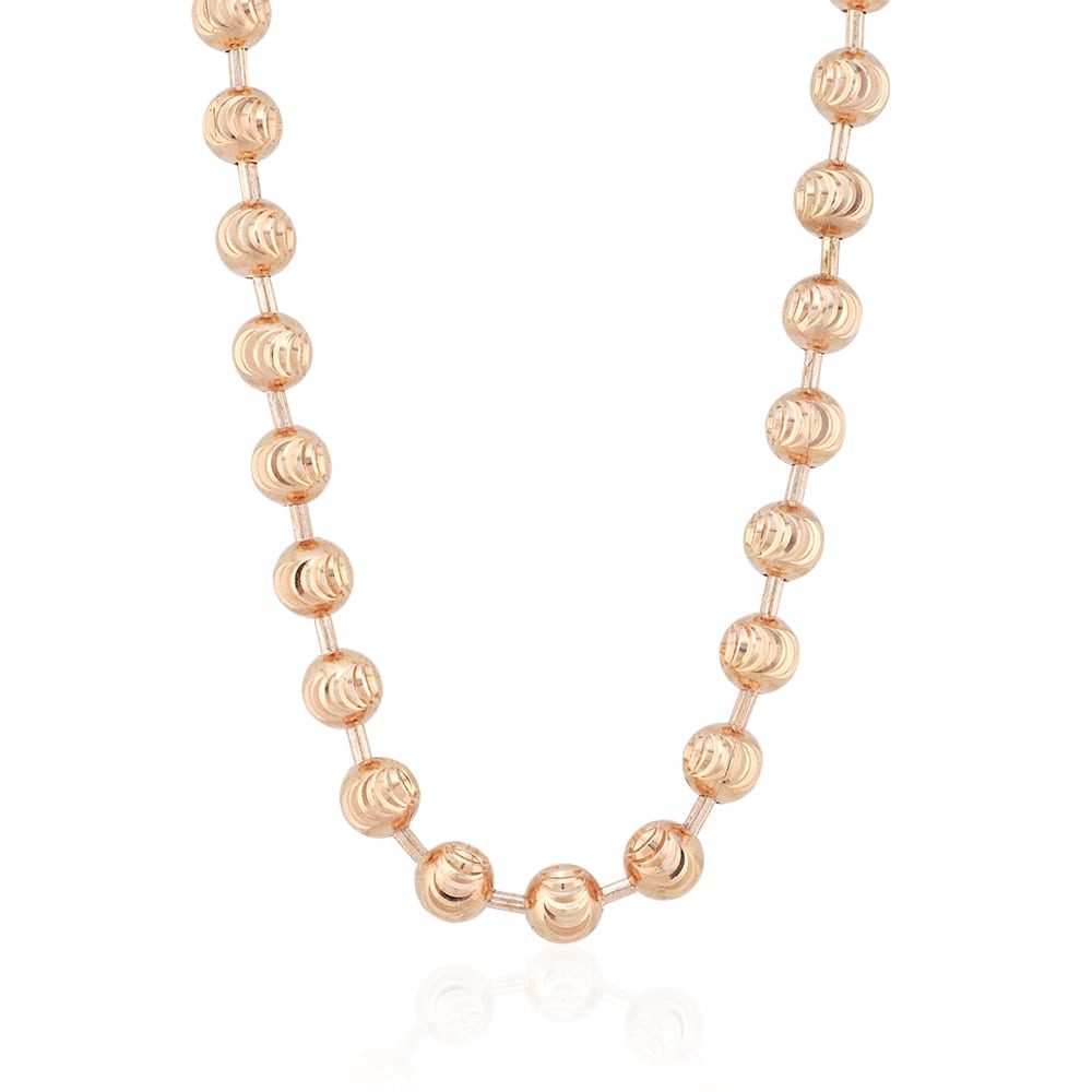 WJD Exclusives Solid 14k Rose Gold 5mm Moon Cut Ball Beaded Chain Necklace 30″ Sale Coupon