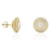 WJD Exclusives 2.30 Ct Natural Diamond Round Cluster Stud Earrings 14k Yellow Gold Screw-Back Sale Coupon