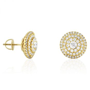 WJD Exclusives 2.30 Ct Natural Diamond Round Cluster Stud Earrings 14k Yellow Gold Screw-Back Sale Coupon