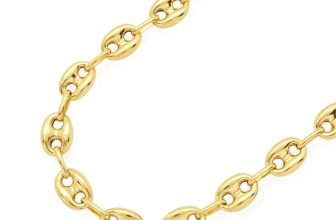 WJD Exclusives 14k Yellow Gold 8.7mm Puffed Anchor Mariner Chain Necklace 22″-36″ Lobster Clasp Sale Coupon
