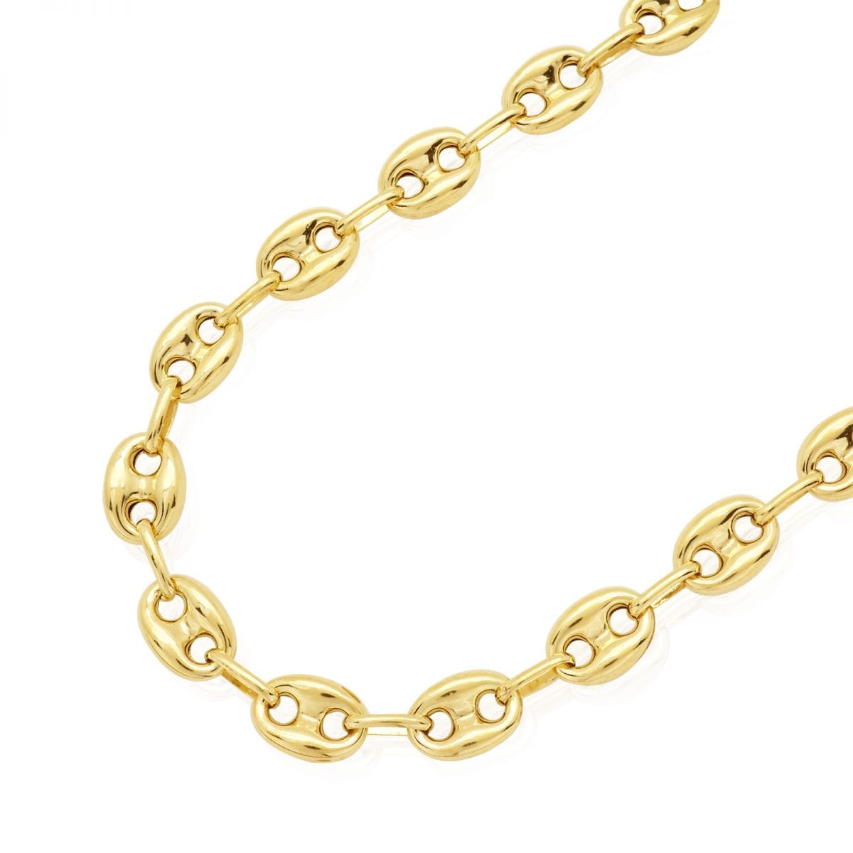WJD Exclusives 14k Yellow Gold 8.7mm Puffed Anchor Mariner Chain Necklace 22″-36″ Lobster Clasp Sale Coupon