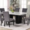 7 Piece Faux Marble Dining Table Set with 6 Velvet Chairs Gray Sale Coupon