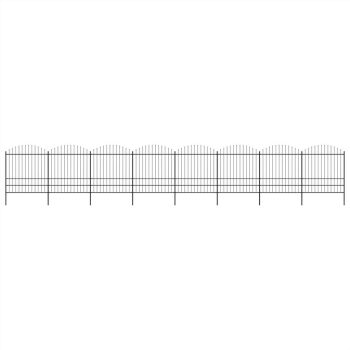Garden Fence with Spear Top Steel 1752×136 m Black Sale Coupon