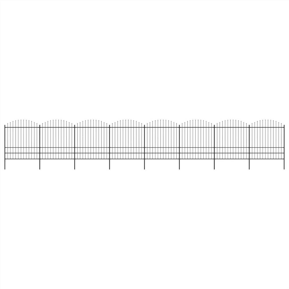 Garden Fence with Spear Top Steel 1752×136 m Black Sale Coupon