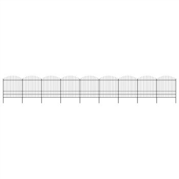 Garden Fence with Spear Top Steel 1752×153 m Black Sale Coupon