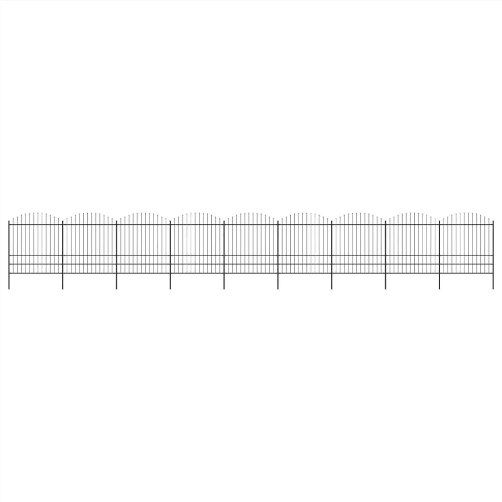 Garden Fence with Spear Top Steel 1752×153 m Black Sale Coupon