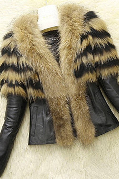 Whatwears Deal Faux Fur and Leather Jacket on Sale