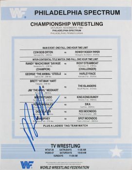Macho Man Randy Savage Signed 8.5×11 WWF Wrestling Match Schedule Flyer JSA Sale Coupon