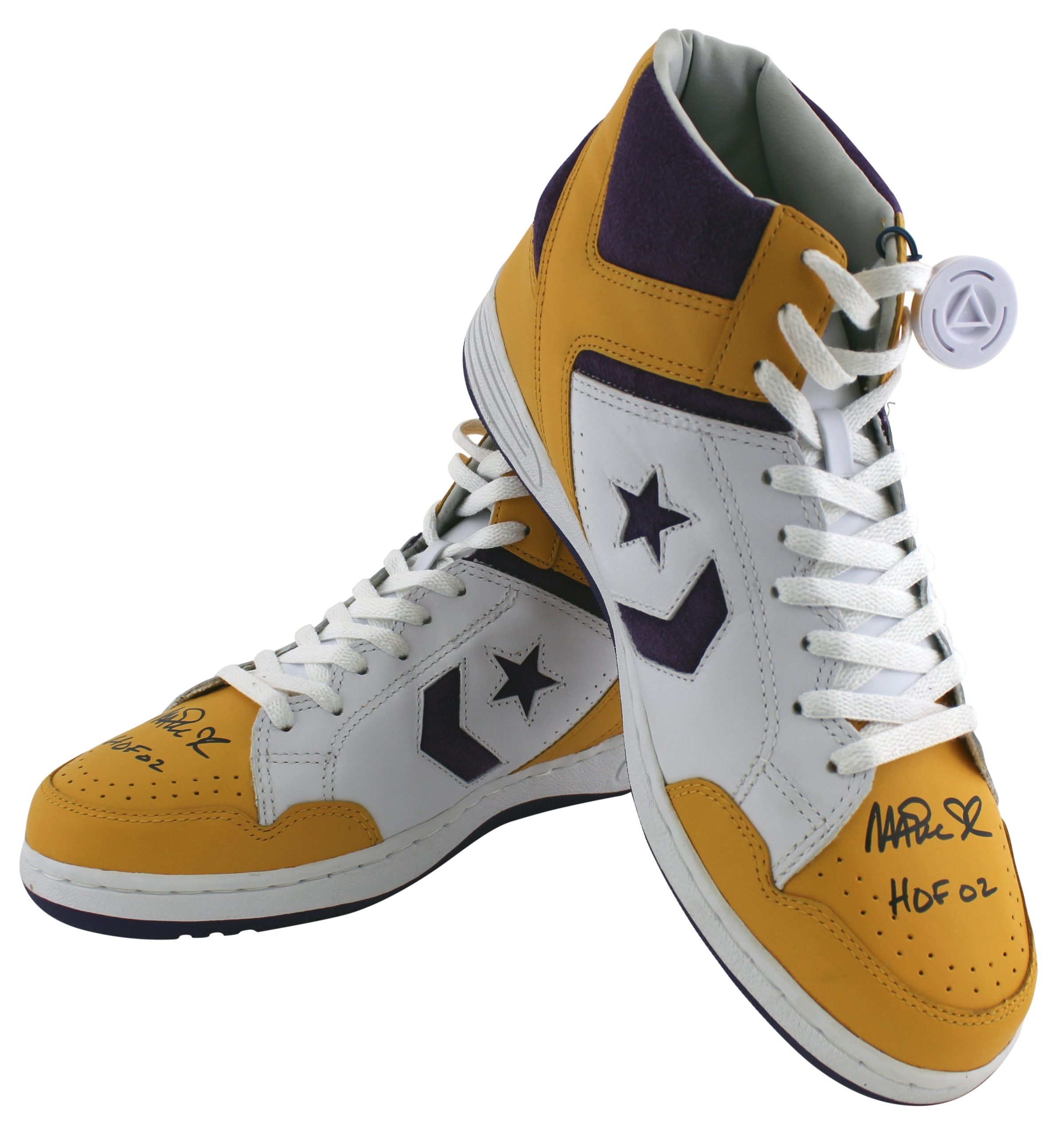 Lakers Magic Johnson “HOF 02” Authentic Signed Converse Weapon Shoes BAS Witness Sale Coupon