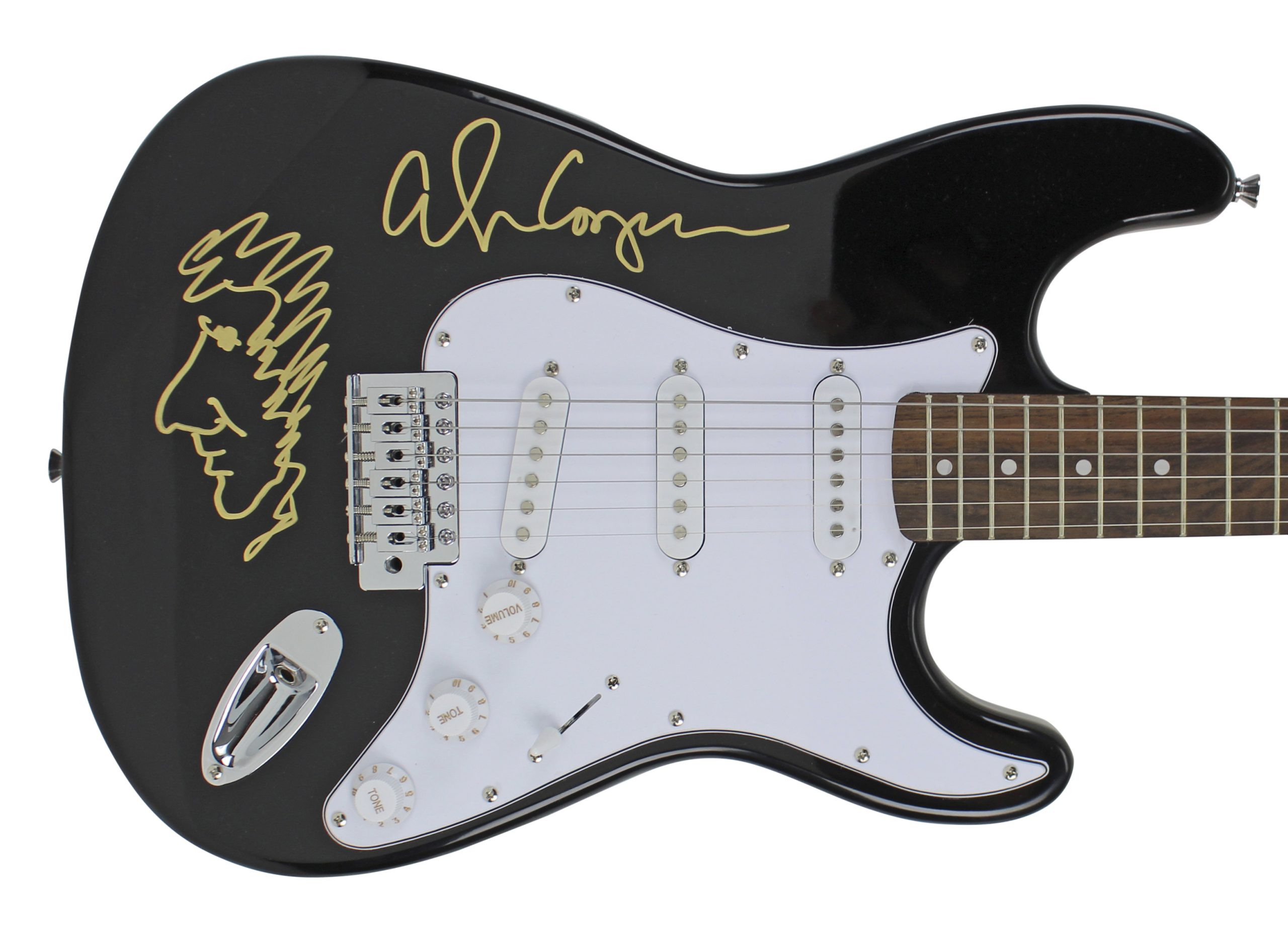 Alice Cooper Signed Black Electric Guitar w/ Self Portrait Sketch BAS #WC91080 Sale Coupon