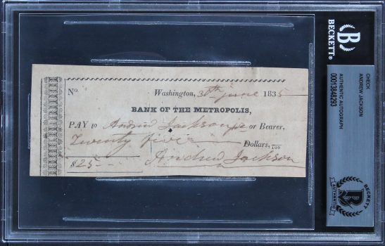 Andrew Jackson Authentic 2x Signed 2×5.5 1835 Check As President BAS Slabbed Sale Coupon