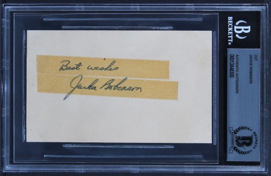 Dodgers Jackie Robinson “Best Wishes” Authentic Signed 3×5 Cut Sig BAS Slabbed Sale Coupon