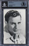 Marlon Brando Authentic Signed 3.5×5.5 Black & White Photo Postcard BAS Slabbed Sale Coupon