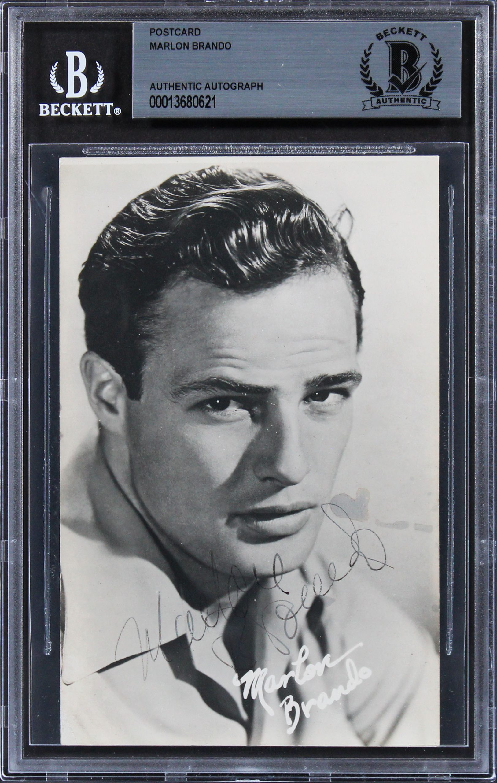 Marlon Brando Authentic Signed 3.5×5.5 Black & White Photo Postcard BAS Slabbed Sale Coupon