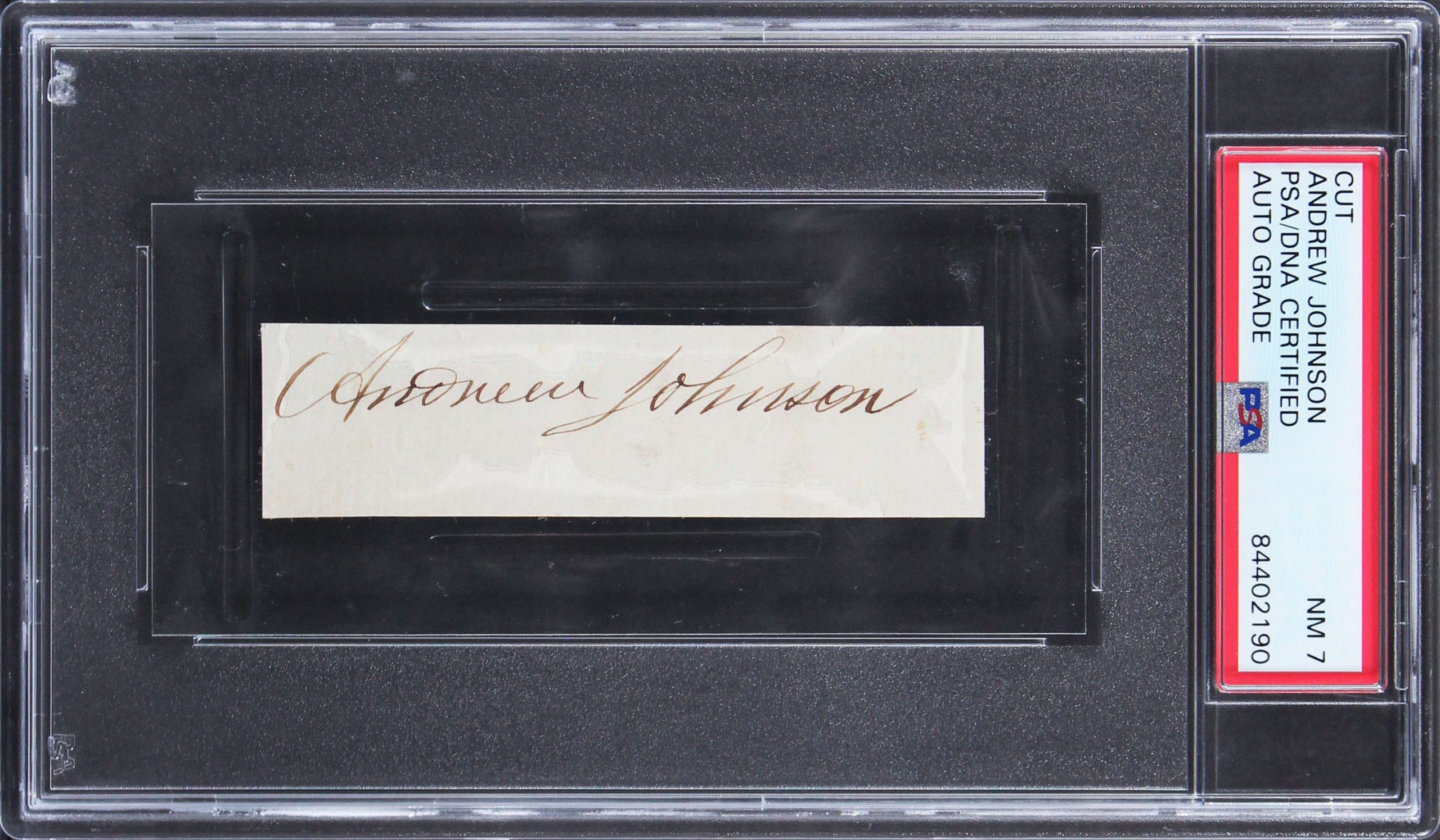 Andrew Johnson Authentic Signed 1×3.65 Cut Signature Auto Graded NM 7 PSA Slab Sale Coupon