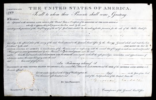 Andrew Jackson Authentic Signed 1831 Land Grant Document Dated BAS #A08245 Sale Coupon