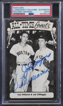 Joe DiMaggio & Ted Williams Signed 3.5×5.5 All-Time Greats Postcard PSA Slabbed Sale Coupon