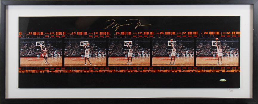 Bulls Michael Jordan Signed Framed 11.25×35 Film Strip Photo LE #57/250 UDA Sale Coupon