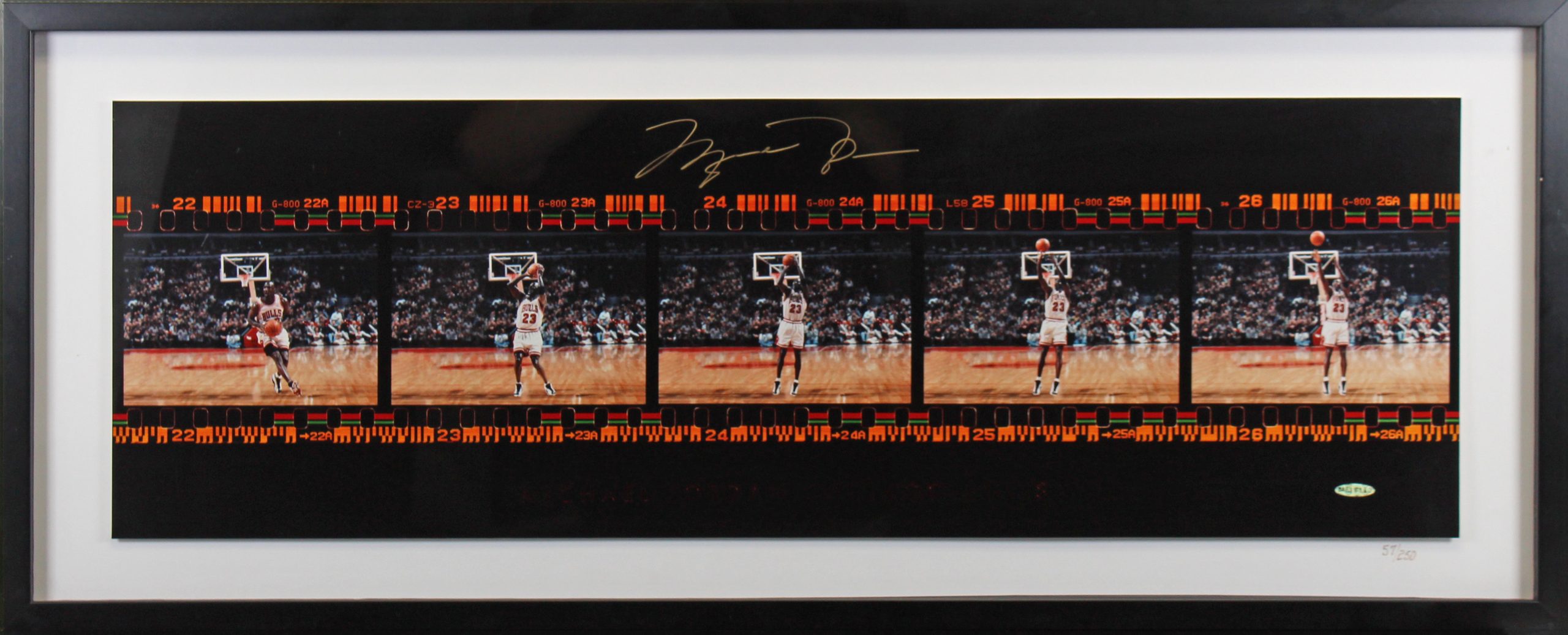 Bulls Michael Jordan Signed Framed 11.25×35 Film Strip Photo LE #57/250 UDA Sale Coupon