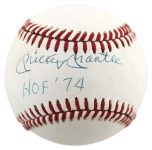 Yankees Mickey Mantle “HOF 74” Authentic Signed Oal Baseball BAS #AB61815 Sale Coupon