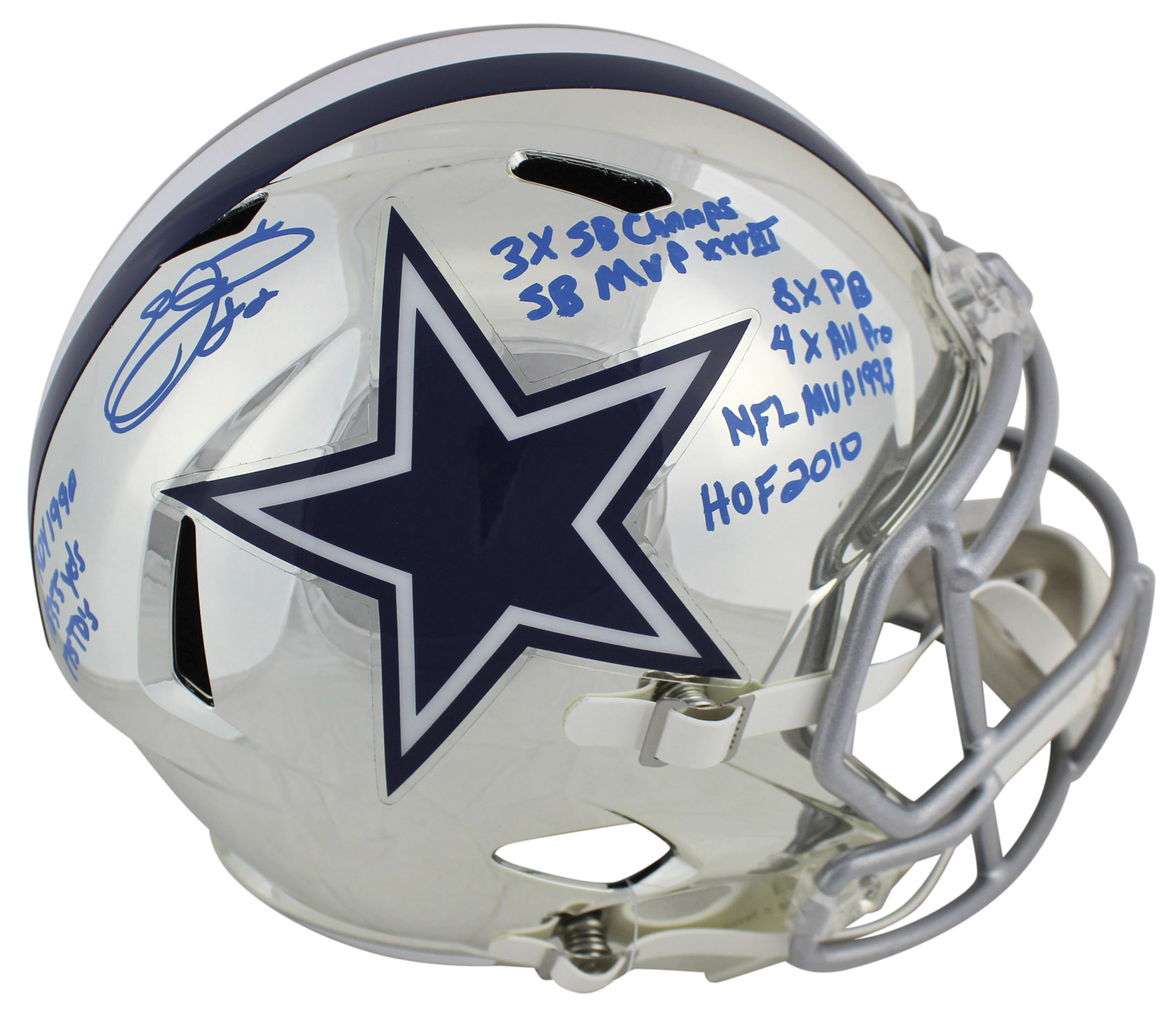 Cowboys Emmitt Smith “Stat” Signed Chrome Full Size Speed Rep Helmet LE / 12 BAS Sale Coupon