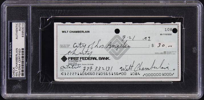 Lakers Wilt Chamberlain Authentic Signed 2.75×6 1999 Personal Check PSA Slabbed Sale Coupon