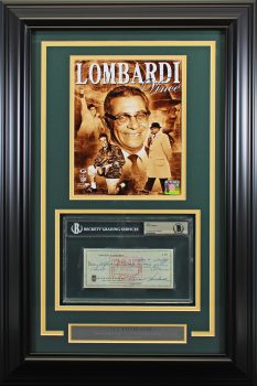 Packers Vince Lombardi Authentic Signed & Framed 2.75×6.25 1962 Check BAS Slab Sale Coupon