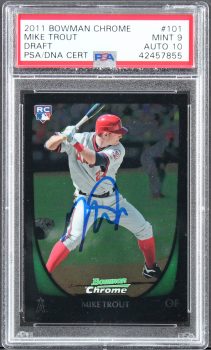 Mike Trout Signed 2011 Bowman Chrome Draft #101 RC Card Grade 9 Auto 10 PSA Slab Sale Coupon