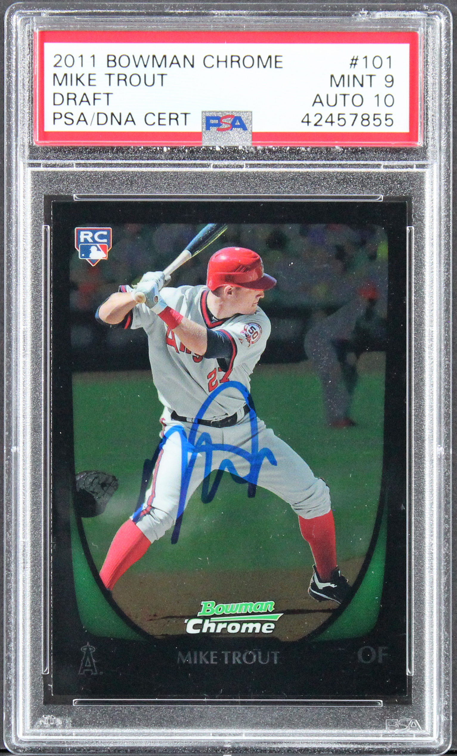 Mike Trout Signed 2011 Bowman Chrome Draft #101 RC Card Grade 9 Auto 10 PSA Slab Sale Coupon