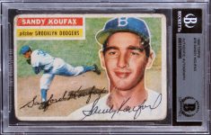 Dodgers Sandy Koufax Signed 1956 Topps #79 2nd Year Gray Back Card BAS Slabbed Sale Coupon