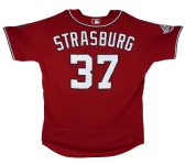 Nationals Stephen Strasburg 2018 Game Used Red Majestic Flexbase Jersey MLB Sale Coupon