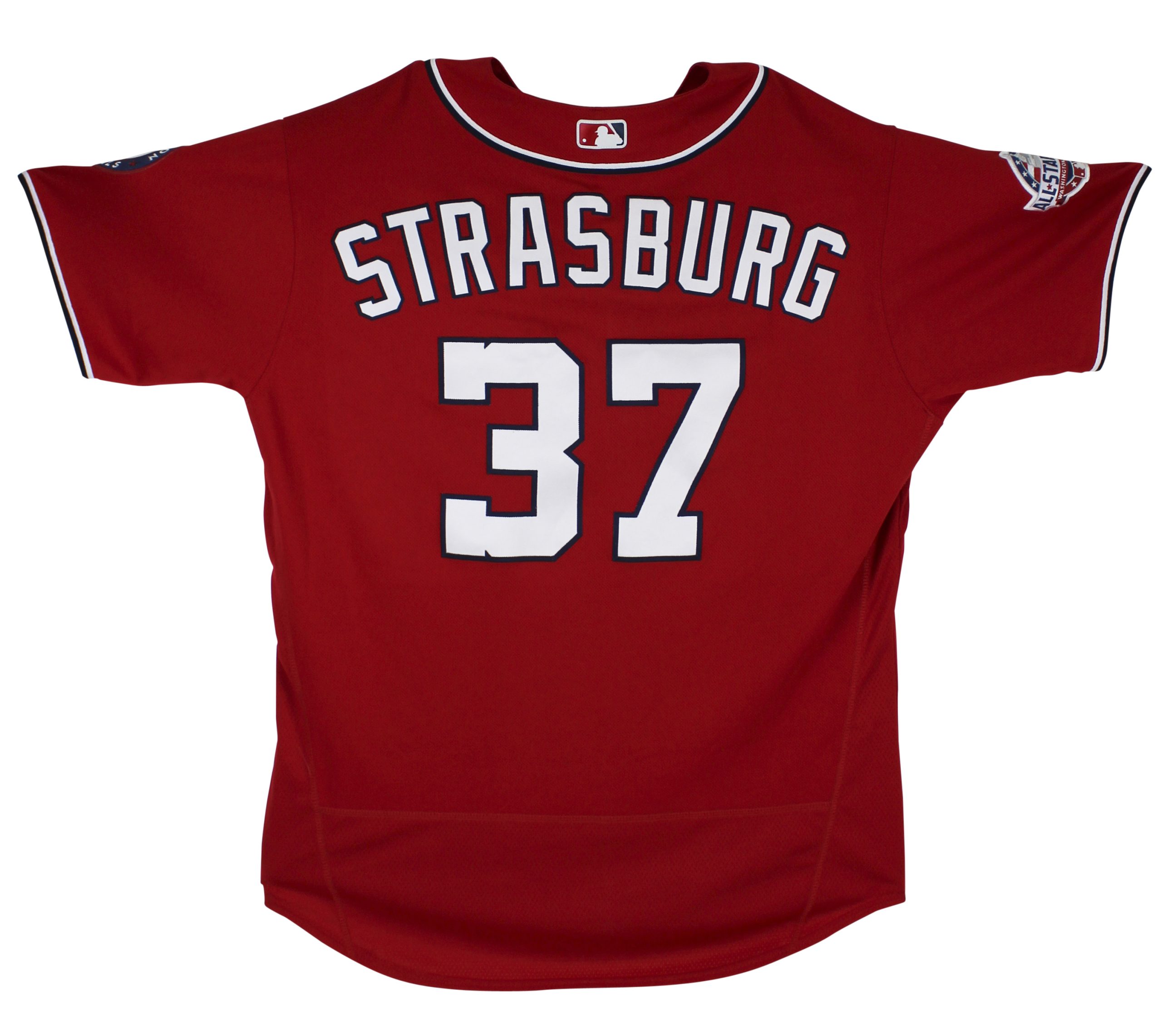 Nationals Stephen Strasburg 2018 Game Used Red Majestic Flexbase Jersey MLB Sale Coupon