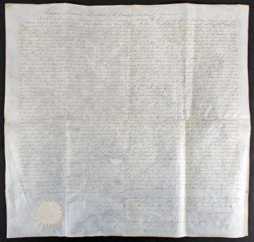 James Monroe Authentic Signed 19.25×20.25 1824 Land Grant Dated BAS #AA03017 Sale Coupon